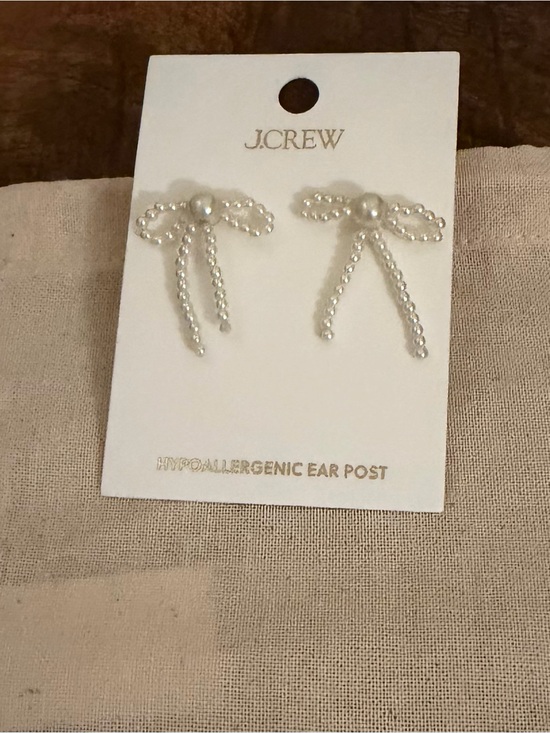 J. Crew Jewelry - J. Crew Pearl Bow Drop Stud Earrings - White